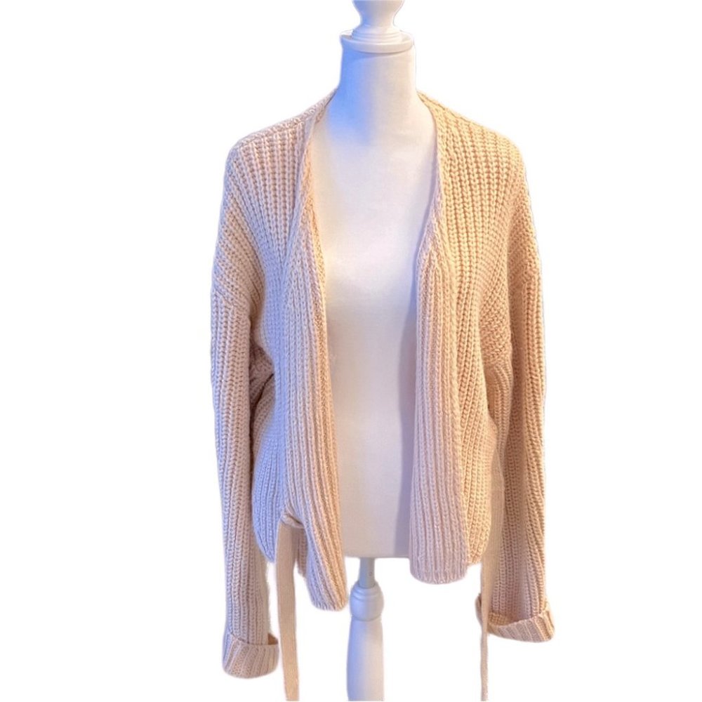 Zara Crossover Cardigan Sweater NWOT w/Tie Detail Blush Pink Small Blogg… - Picture 11 of 15